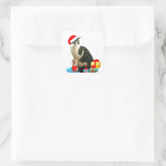 クリスマスタブビー猫と可愛い天使 スクエアシール (バッグ)