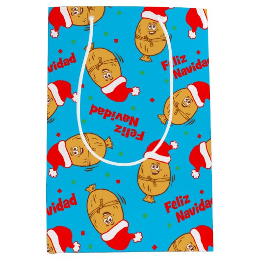 クリスマスタマーズパターン ミディアムペーパーバッグ (正面)