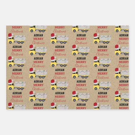 クリスマスタンクローリー輸送トラッククラフト ラッピングペーパーシート (正面)