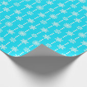 クリスマスターコイズと白い雪片パターン ラッピングペーパー (角)