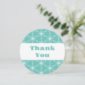 クリスマスターコイズホワイトスノーフレークモダン模様 サンキューカード (スタンド正面)