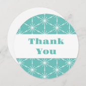 クリスマスターコイズホワイトスノーフレークモダン模様 サンキューカード (正面/裏面)