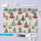 クリスマスタータンチェックと木のシームレス 薄葉紙 (クラフト)