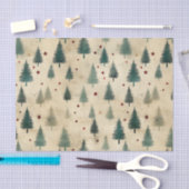 クリスマスタータンチェックと木のシームレス 薄葉紙 (クラフト)