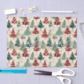 クリスマスタータンチェックと木のシームレス 薄葉紙 (クラフト)