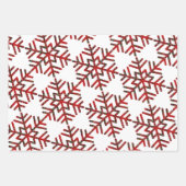 クリスマスタータンチェックの雪片が赤い模様 ラッピングペーパーシート (正面)