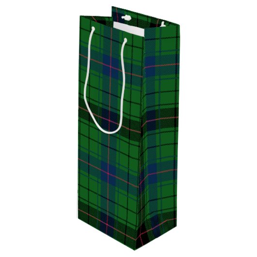 クリスマスタータンチェッククランダビッドソングリーンプレイド ワインギフトバッグ (正面アングル)