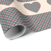 クリスマスタータンチェックハートパターン赤面ピンク ラッピングペーパー (ロールコーナー)