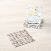 クリスマスタータンチェックフローラデザインシリーズ#13 スクエアペーパーコースター (インサイチュ)