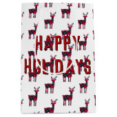 クリスマスタータンチェックプライド鹿 ミディアムペーパーバッグ (正面)