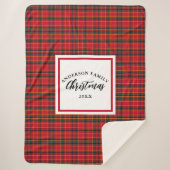 クリスマスタータンチェックプレイドファミリー名年 シェルパブランケット (正面)