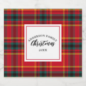 クリスマスタータンチェックプレイドファミリー名年 ビールラベル (シングルラベル)