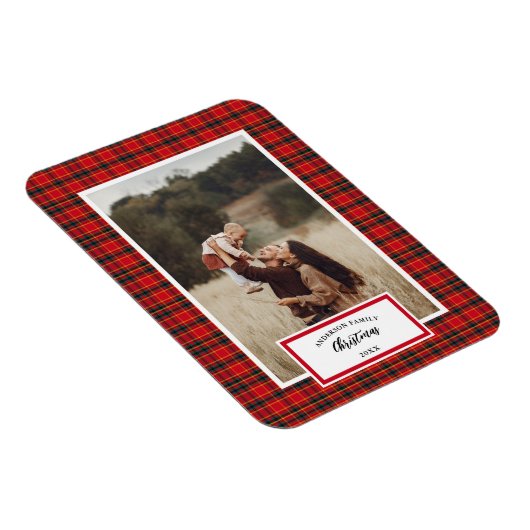 クリスマスタータンチェックプレイドファミリー名年 マグネット (右側)