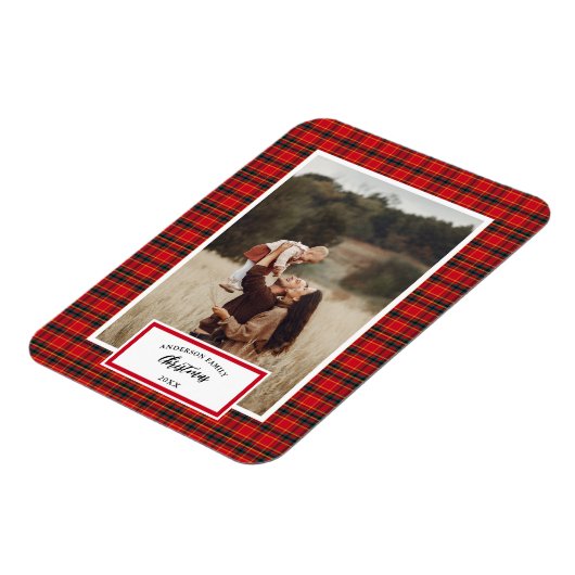 クリスマスタータンチェックプレイドファミリー名年 マグネット (左側)