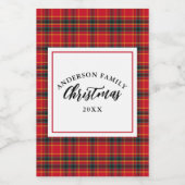 クリスマスタータンチェックプレイドファミリー名年 ワインラベル (シングルラベル)