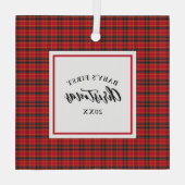 クリスマスタータンチェックプレイドベビーの初めてのクリスマス ガラスオーナメント (裏面)