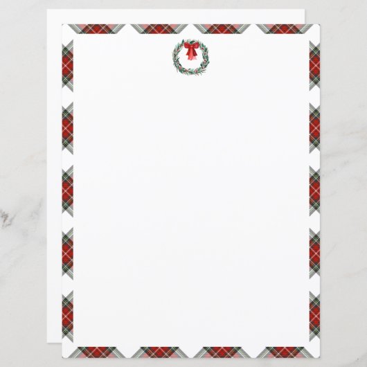 クリスマスタータンチェックプレイドリースボウスタフィック紙 (正面/裏面)