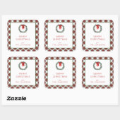 クリスマスタータンチェックプレイドリースボウ スクエアシール (シート)