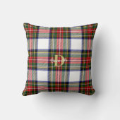 クリスマスタータンチェックモノグラム名ホリデーパターン クッション (裏面)