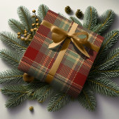 クリスマスタータンチェックレンガ赤グリーンID1141A ラッピングペーパー