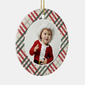 クリスマスタータンチェック写真クリスマスオーナメント年 セラミックオーナメント (右)