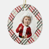 クリスマスタータンチェック写真クリスマスオーナメント年 セラミックオーナメント (左)