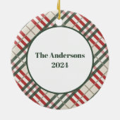 クリスマスタータンチェック写真クリスマスオーナメント年 セラミックオーナメント (裏面)
