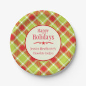 クリスマスタータンチェック名cookie交換紙プレート ペーパープレート (正面)