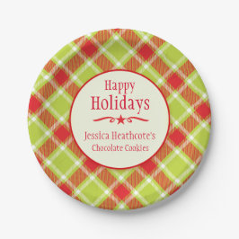 クリスマスタータンチェック名cookie交換紙プレート ペーパープレート