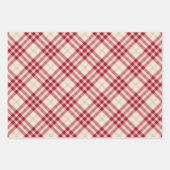 クリスマスタータンチェック格子模様の赤い白 ラッピングペーパーシート (正面2)