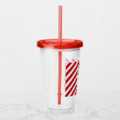 クリスマスダイアゴ赤と白ルストライプイニシャル アクリルタンブラー (右)
