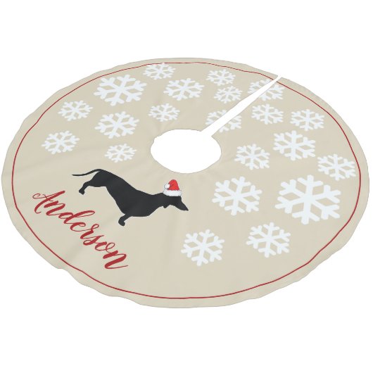 クリスマスダクシュント&サンタハット|パーソナライズされた| ブラッシュドポリエステルツリースカート (アングル)