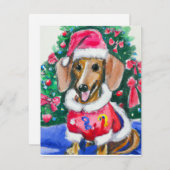 クリスマスダシュントの木の水の色絵画の数 シーズンカード (正面/裏面)