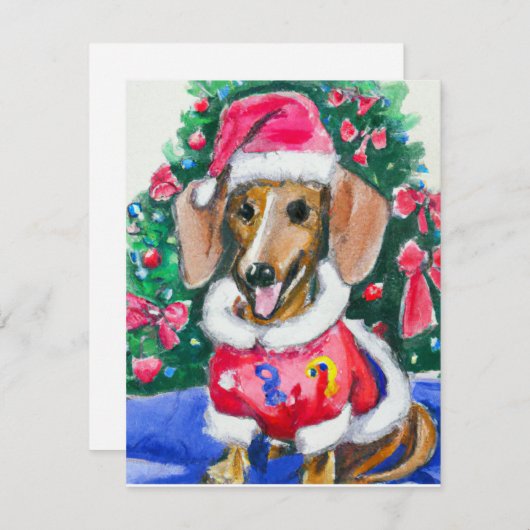 クリスマスダシュントの木の水の色絵画の数 シーズンカード (正面/裏面)