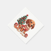 クリスマスダシュント犬のホリデークッキー スタンダードカクテルナプキン (角)