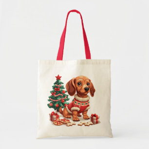 クリスマスダシュント犬のホリデークッキー トートバッグ