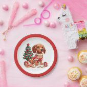 クリスマスダシュント犬のホリデークッキー ペーパープレート (パーティー)