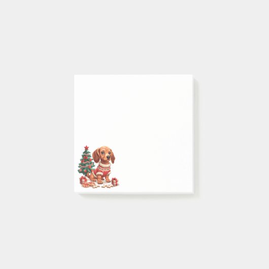 クリスマスダシュント犬のホリデークッキー ポストイット (正面)