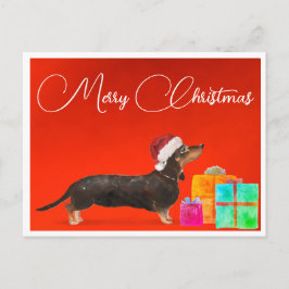 クリスマスダシュント犬メリークリスマス ポストカード
