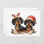 クリスマスダシュント犬 シーズンポストカード (正面/裏面)