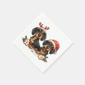 クリスマスダシュント犬 スタンダードカクテルナプキン (角)