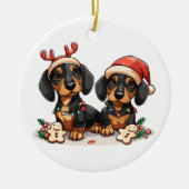 クリスマスダシュント犬 セラミックオーナメント (正面)