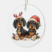 クリスマスダシュント犬 セラミックオーナメント (左)