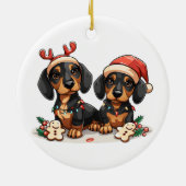 クリスマスダシュント犬 セラミックオーナメント (裏面)