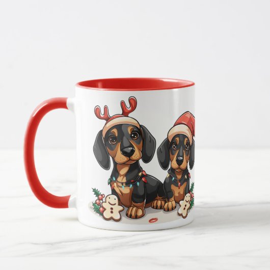 クリスマスダシュント犬 マグカップ (左)