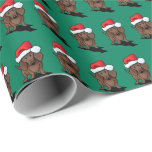 クリスマスダシュント犬 ラッピングペーパー<br><div class="desc">PUP Artist, KiniArtによるコンテンポラリークリスマスダックシュント犬アート。© Kim Niles, KiniArt™ – 全著作権所有。</div>