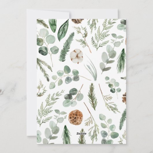 クリスマスダスティブルーの植物1枚の写真エレガント シーズンカード (裏面)