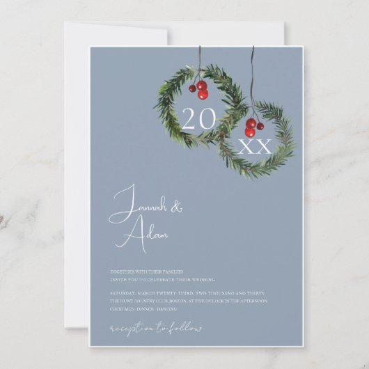 クリスマスダスティブルーウィンター結婚フェスティバル 招待状 (正面)