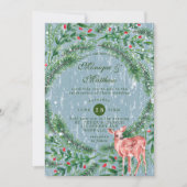 クリスマスダスティブルーウッドディアー結婚ズ 招待状 (正面)