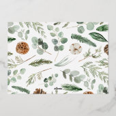 クリスマスダスティブルー1フォトボタニカルスクリプト 箔シーズンカード (裏面)